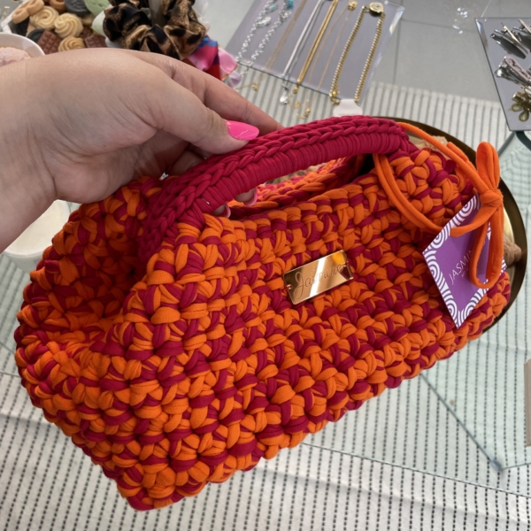 Πορτοκαλί&Κόκκινο ροζέ cotton clutch