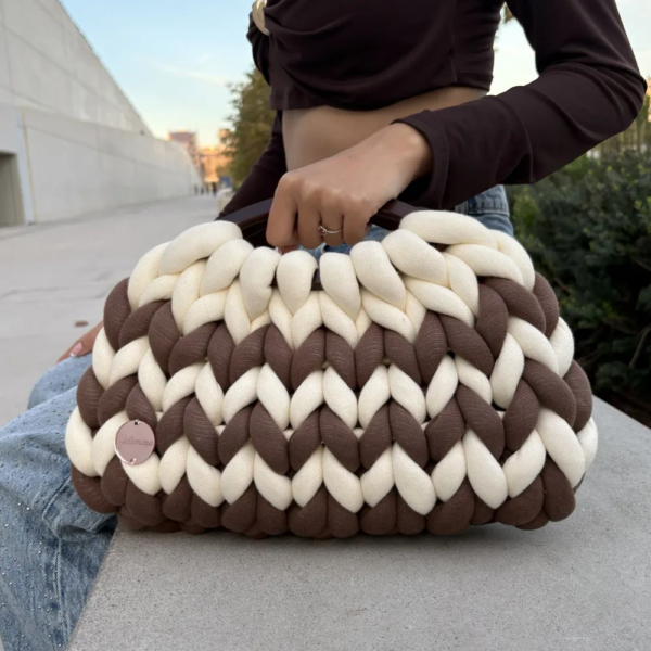 Cream Mocha δίχρωμη τσάντα