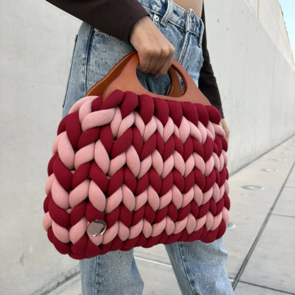 Rose twist δίχρωμη τσάντα