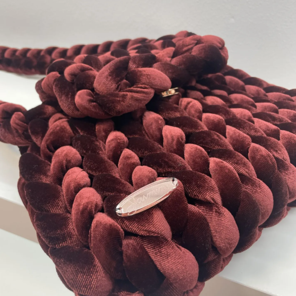 Μπορντό Marshmallow τσάντα ώμου από βελούδινο νήμα