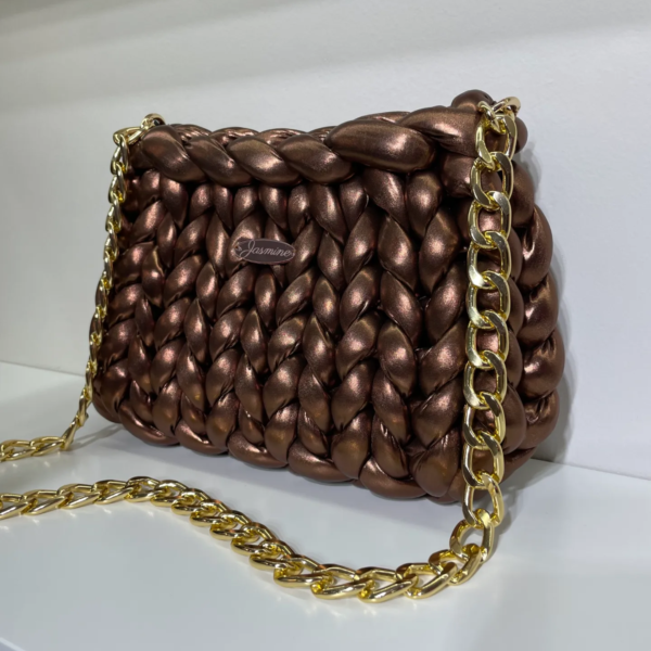 Bronze metallic shoulder bag