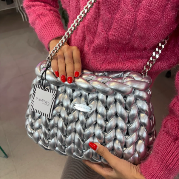 Silver metallic shoulder bag
