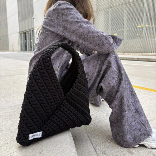 Black Puzzle Hobo Bag