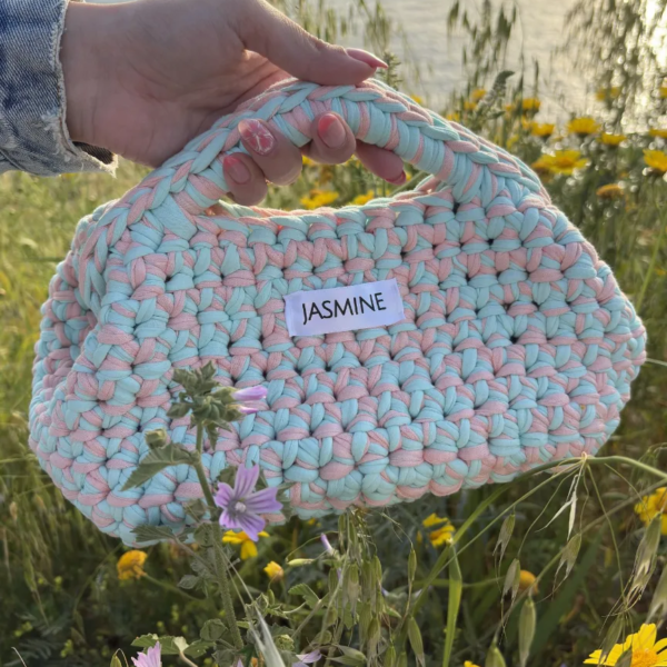 Triangle Cotton Clutch – Mint & Blush