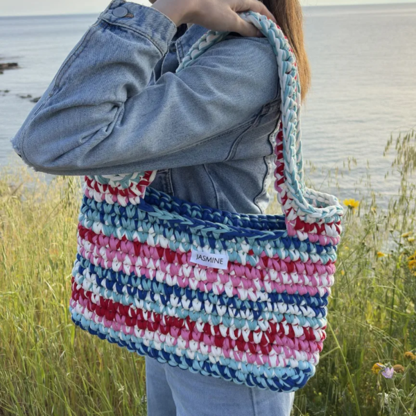 Summer Stripe Cotton Shoulder Bag