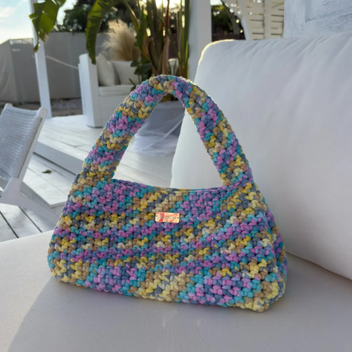 Pastel Mosaic Crochet Handbag
