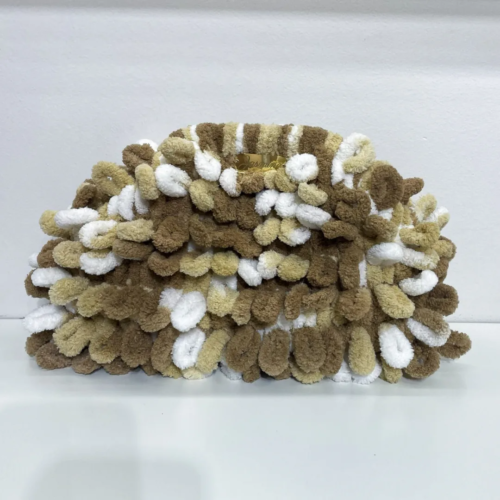 Cappuccino Puffy Clutch Bag