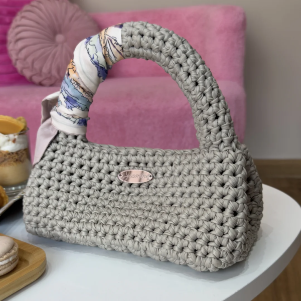 Light Matte Grey Crochet Handbag