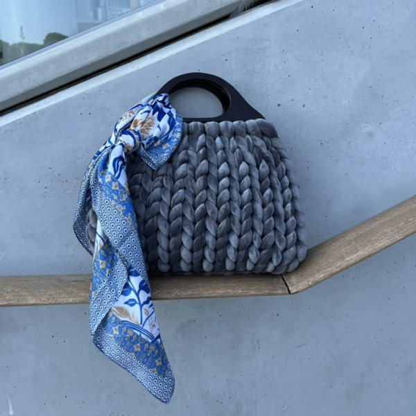 Slate Grey Velvet Marshmallow Handbag