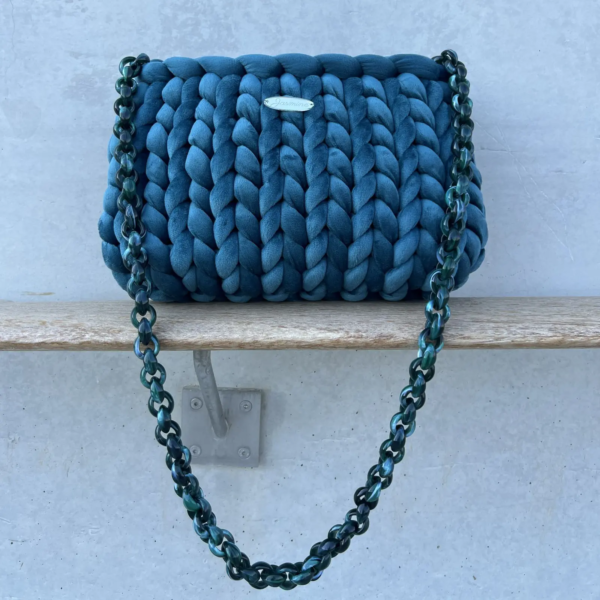 Deep Teal Velvet Marshmallow Shoulder Bag