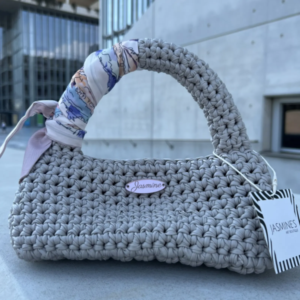 Light Matte Grey Crochet Handbag