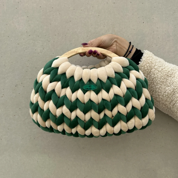 Forest & Cream – Velvet Marshmallow Handbag